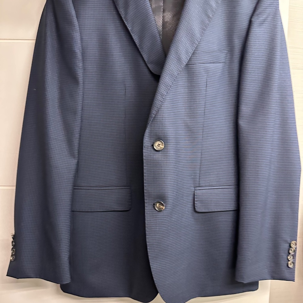 Hugo Boss Blazer 42R Mens Navy Black Check The James Wool Sport Coat